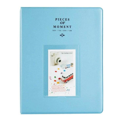 128-Pocket Instax Mini Photo Album For Fujifilm Instax Mini Cameras - sky blue PVC 128-pocket album with clear cover window