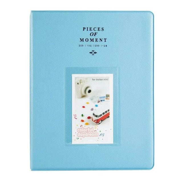 128-Pocket Instax Mini Photo Album For Fujifilm Instax Mini Cameras - sky blue PVC 128-pocket album with clear cover window