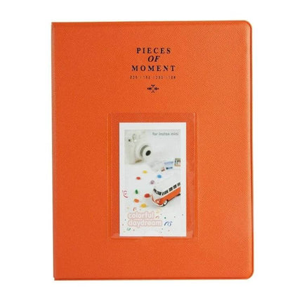 128-Pocket Instax Mini Photo Album For Fujifilm Instax Mini Cameras - orange PVC 128-pocket album for travel, parties, and gift-ready instant photo storage
