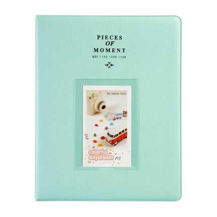 128-Pocket Instax Mini Photo Album For Fujifilm Instax Mini Cameras - mint PVC cover with window, holds 128 instant prints, travel-friendly keepsake