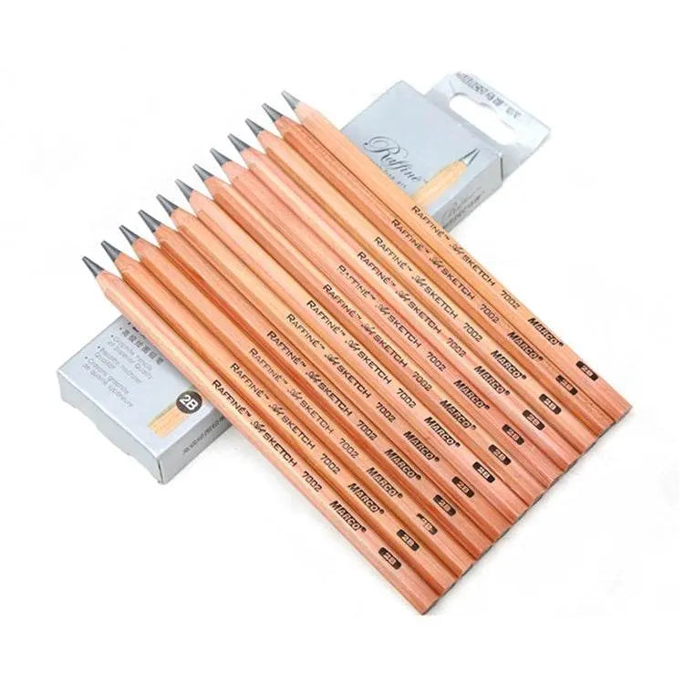 12Pcs Drawing Writing Sketch Wooden Pencil Pre-sharpened 2B 