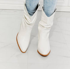 MMShoes Better in Texas Scrunch Cowboy Boots in White