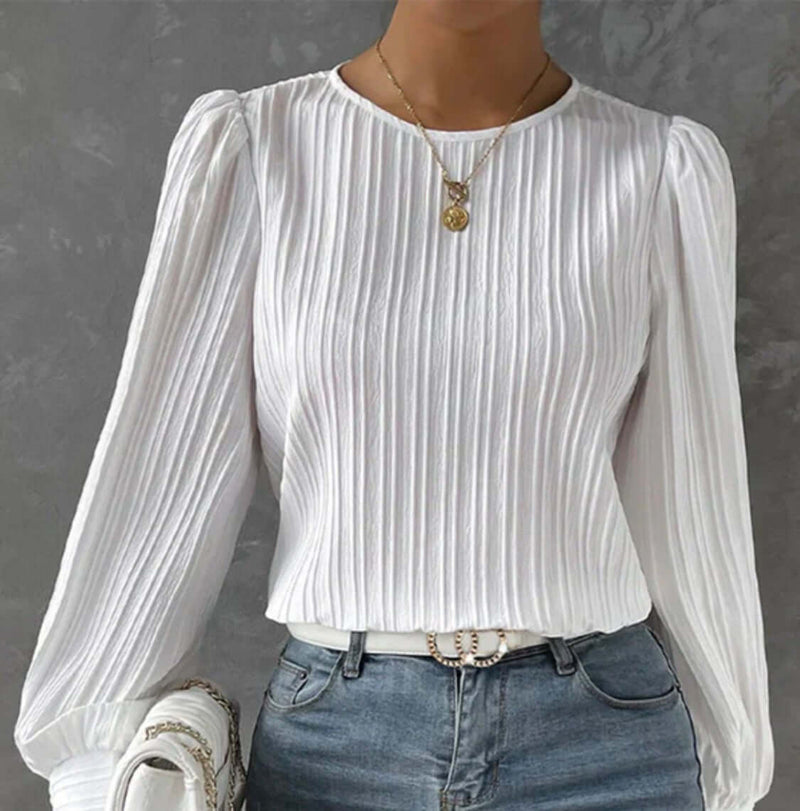 Round Neck Long Sleeve Blouse