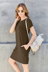 Basic Bae Full Size Round Neck Dress with Pockets