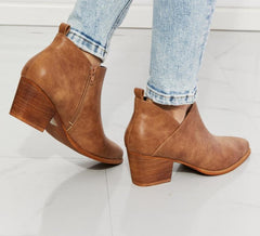 MMShoes Trust Yourself Embroidered Crossover Cowboy Bootie in Caramel