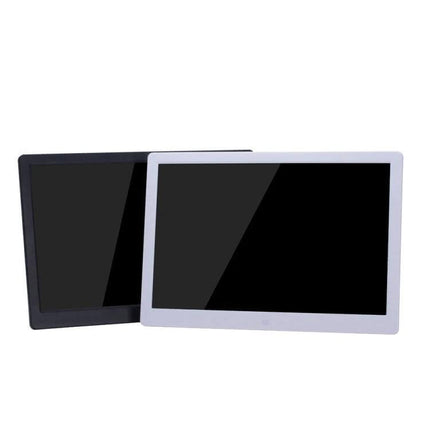 Digital Photo Frame 15-Inch Wall-Mountable For Home Display — white and black 15" LED frame pair showing 16:10 screen for photos and video loops