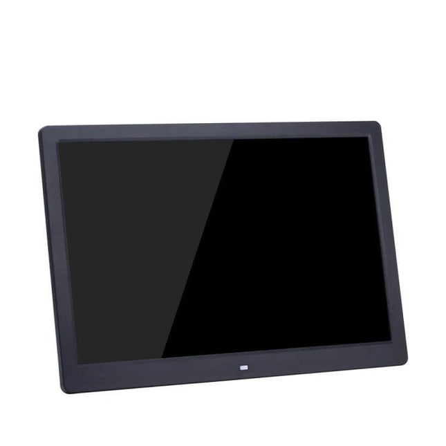Digital Photo Frame 15-Inch Wall-Mountable For Home Display showing black 15-inch LED screen with slim bezel for wall or tabletop use