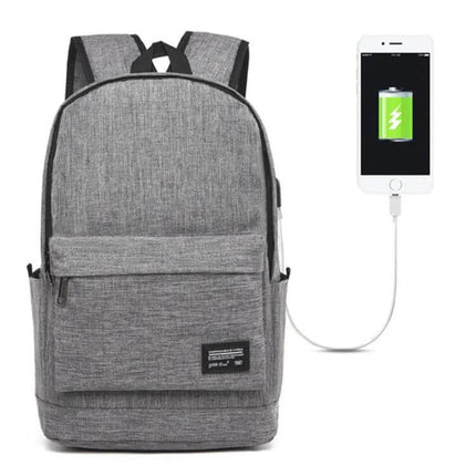 Laptop Backpack For 15.6 Inch And Under Everyday Use - gray oxford cloth backpack with external USB charging port