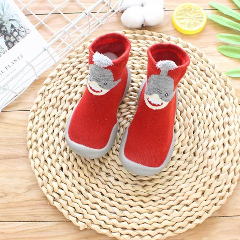 Toddler Non-Slip Floor Socks - Cozy Cotton Design Red