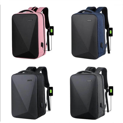 Laptop Backpack Antitheft For Daily Use 16 Inch Size - anti-theft hard-shell laptop backpack with USB port, available in pink, blue, black, gray