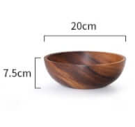 Handcrafted Acacia Wood Bowl with 20cm diameter and 7.5cm height