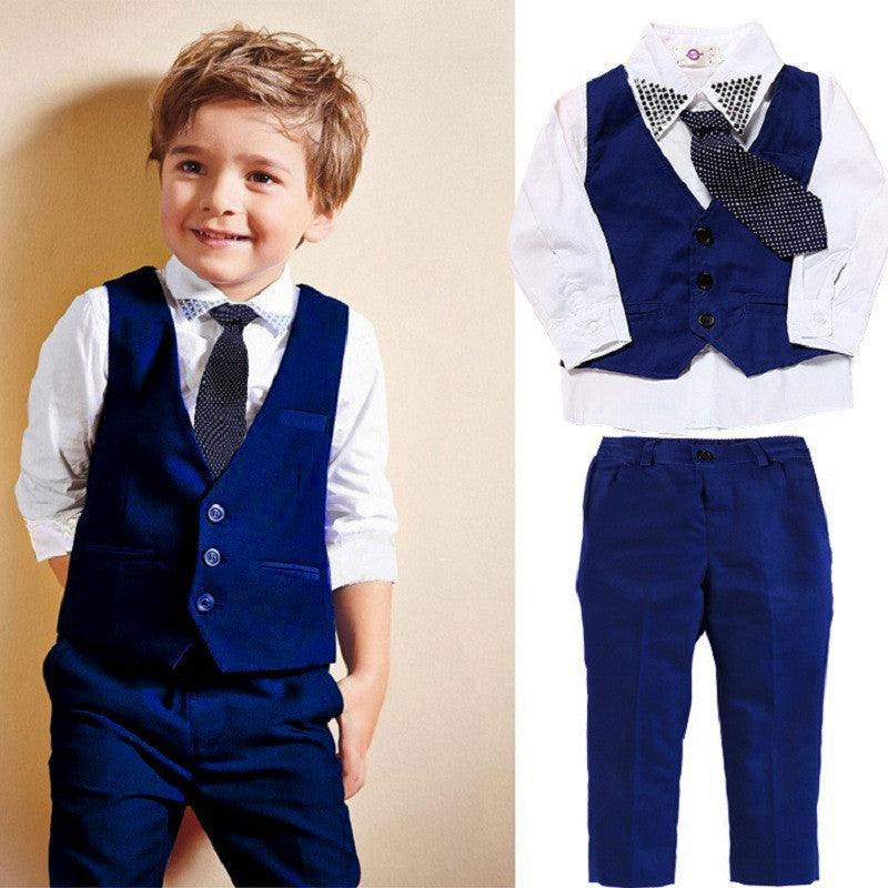 Boys Elegant Vest and Suit Set for Casual Occasions