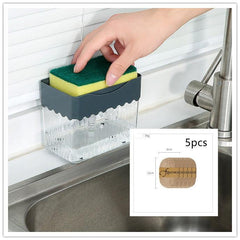 Dual-Function Soap Dispenser with Sponge Holder - Automatic Liquid Soap Dosing Caddy