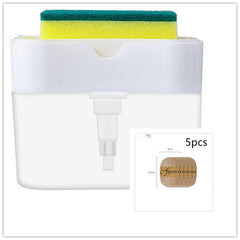 Dual-Function Soap Dispenser with Sponge Holder - Automatic Liquid Soap Dosing Caddy