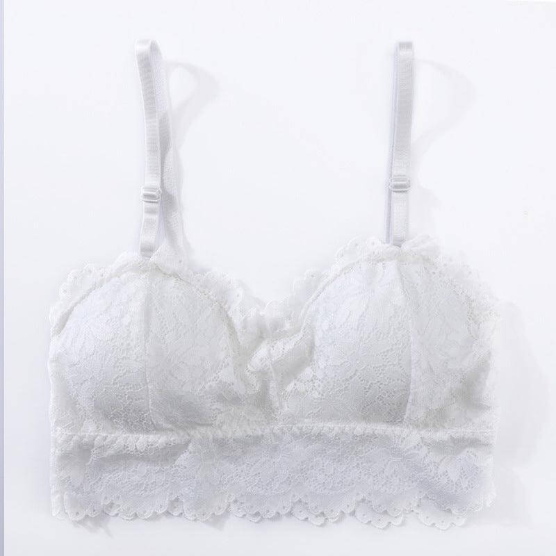 Lace Embroidered Wireless Bra with Chest Pads for Comfort and Elegance