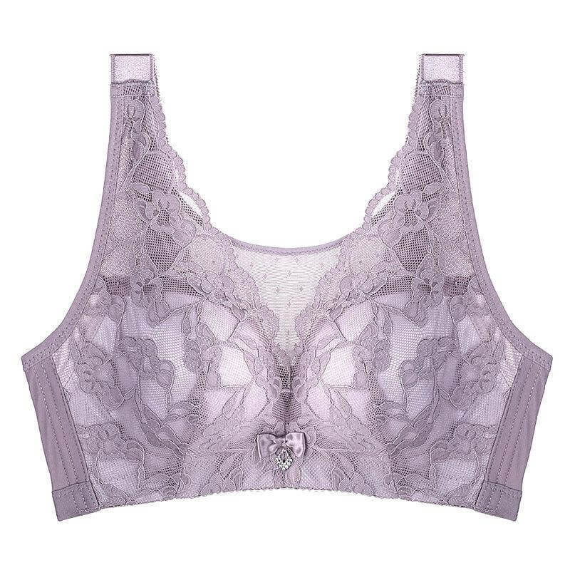 Comfort Fit Light and Sleek Full Coverage Bra with Bowknot and Lace Edge