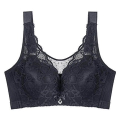 Comfort Fit Light and Sleek Full Coverage Bra with Bowknot and Lace Edge in Black