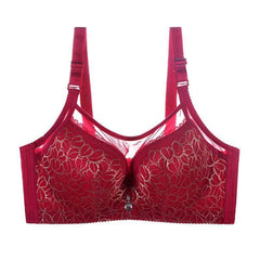 Premium Double Breasted Support Bra with Thin Molded Cups in elegant red lace design for unparalleled comfort and classic style.