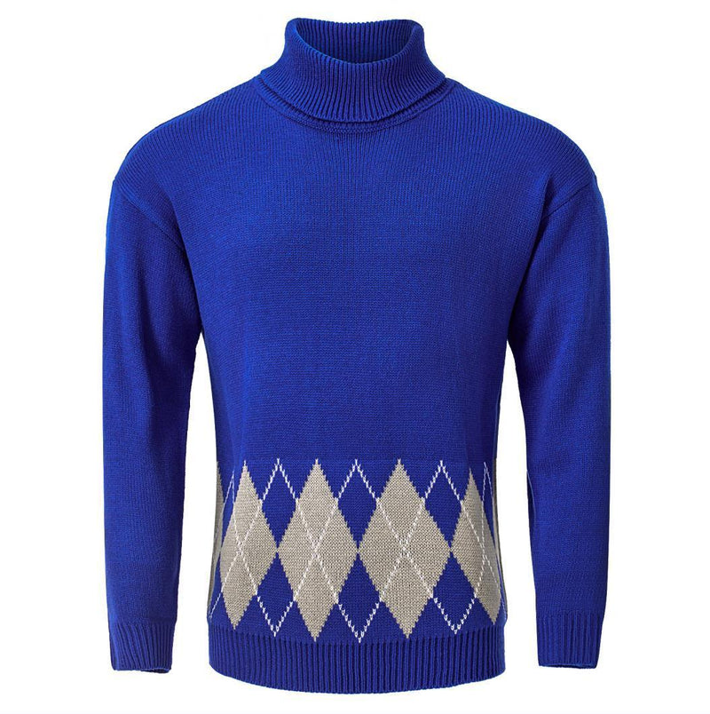 Men's Retro Argyle Turtleneck Sweater