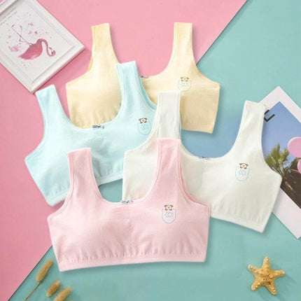 Comfortable Pure Cotton Bra for School-Aged Girls, Breathable Design - pastel tube-top cotton bras for everyday school wear