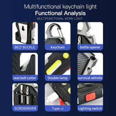 Versatile Keychain Emergency Light with High Brightness COB LED - Ideal for Camping and Maintenance