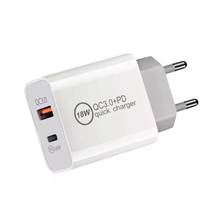 18W PD Plus QC 3.0 USB Dual Fast Charging Travel Charger