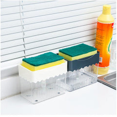 Dual-Function Soap Dispenser with Sponge Holder - Automatic Liquid Soap Dosing Caddy