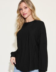 Basic Bae Full Size Ribbed Round Neck Long Sleeve T-Shirt