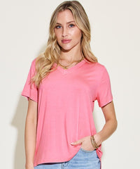 Basic Bae Full Size V-Neck High-Low T-Shirt