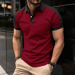 Men's Smart Casual Short Sleeve Polo Shirt Wine Red