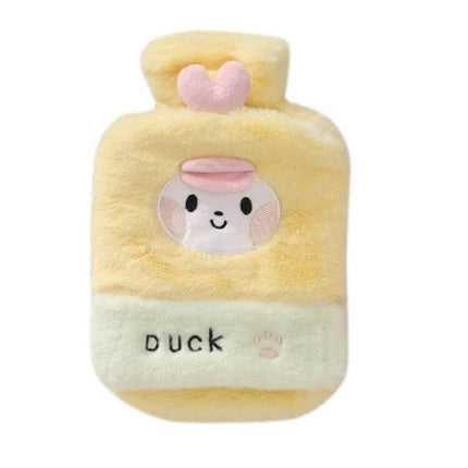 1L Plush Hand Warmer Hot Water Bag for Cozy Comfort - yellow plush duck design portable heat bag with soft sherpa cover