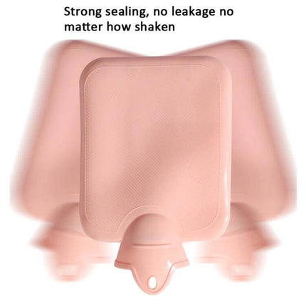 1L Plush Hand Warmer Hot Water Bag for Cozy Comfort pink plush heat bag with leak-proof seal shown moving to demonstrate strong sealing