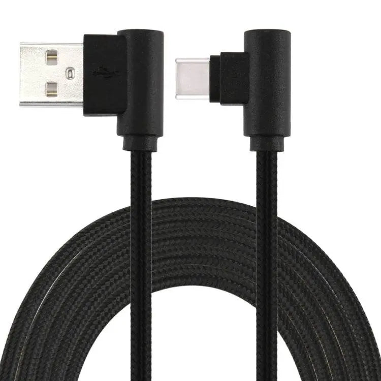 1m USB to USB-C Type-C Nylon Weave Double Elbow Cable