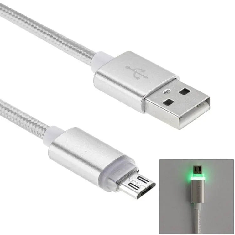 1m Woven Style Micro USB to USB 2.0 Cable with LED Light