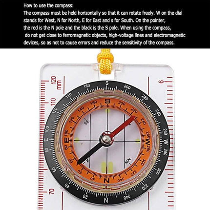 2-In-1 Compass With Map Ruler For Hiking And Outdoors compact transparent baseplate compass with ruler for trekking and orienteering