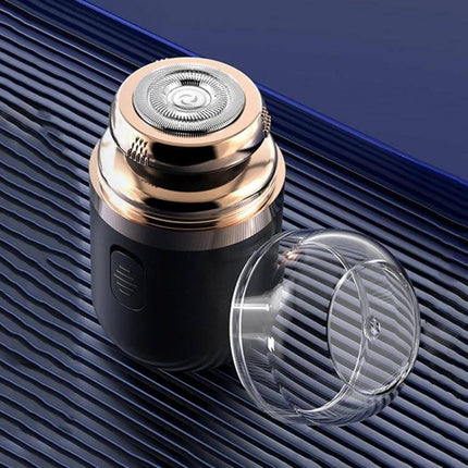 2-In-1 Mini Portable Rechargeable Electric Shaver For Travel compact gold-black travel shaver with floating blade head and protective cap