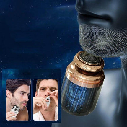 2-In-1 Mini Portable Rechargeable Electric Shaver For Travel compact gold floating head for close full-body grooming, pocket-sized 6.2x3.8cm travel shaver