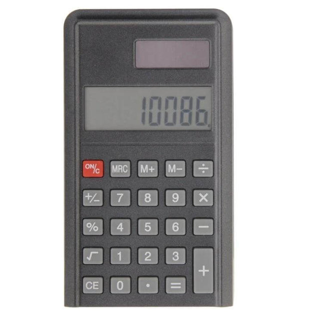 2-In-1 Pocket Jewelry Scale With Calculator And LCD showing calculator buttons blue-backlit LCD and compact pocket design for jewelry weighing