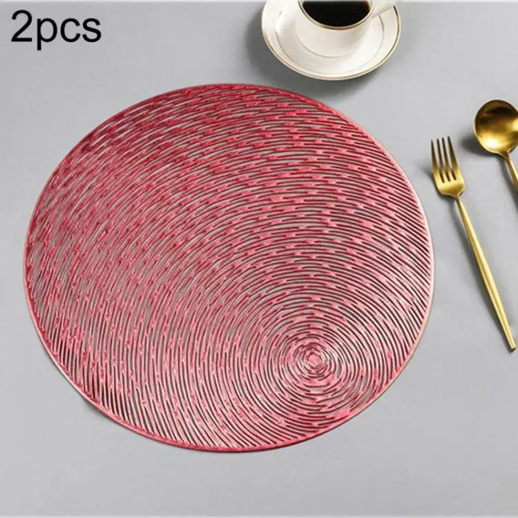 2 PCS Fashion Round Hollow Placemats PVC Table Mats Coffee Cup Pad 