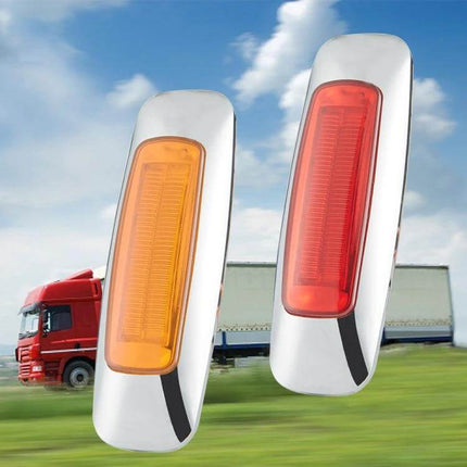 2-Pack 12/24V LED Edge Tail Lights, Red and Yellow on chrome housing for trucks and trailers, waterproof polycarbonate 8-LED compact lights