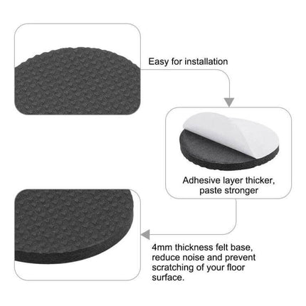 2 Pack 46mm Round Plaid EVA Foot Pads For Furniture Slip Proof Noise Reducing - black textured 46mm round pads with adhesive layer and 4mm felt base