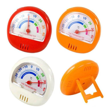 2-Pack Indoor Outdoor Freezer Thermometer With Pointer compact dial set in red orange white with pointer for countertop or wall mounting