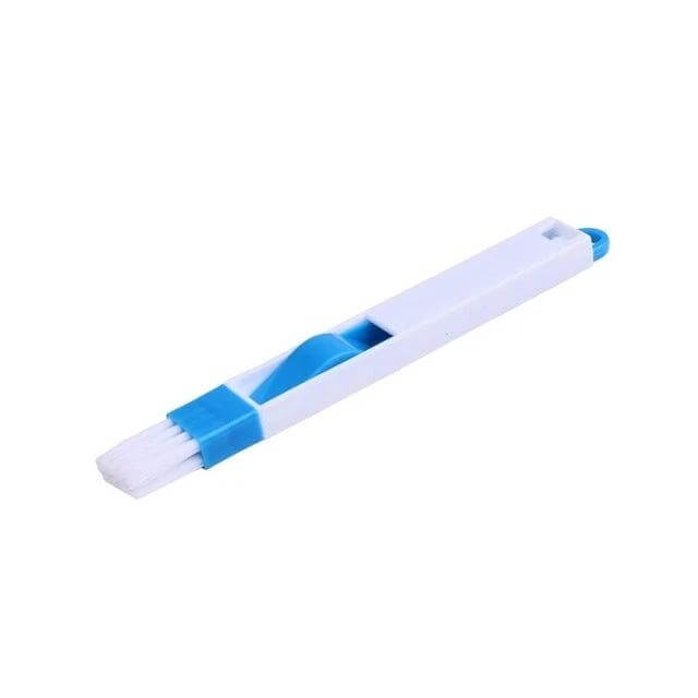 2-Pack Mini Cleaning Brush With Detachable Dustpan For Crevices compact blue-and-white crevice brush and removable dustpan for keyboards and window tracks