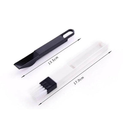 2-Pack Mini Cleaning Brush With Detachable Dustpan For Crevices compact plastic crevice brush and detachable dustpan set for keyboards, window tracks, and tight gaps