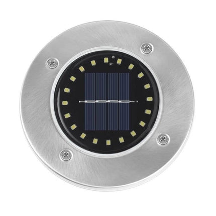 2-Pack Outdoor Solar Garden Lights, 20 LEDs, Waterproof Lawn Buried Lights stainless steel round in-ground solar pathway light with 20 LEDs and IP65 waterproof rating