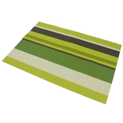 2-Pack PVC Stripe Placemats For Everyday Dining 45 X 30 Cm - green striped PVC placemat, wipe-clean lightweight table protector