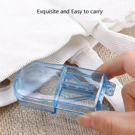 2-Pack Pill Cutter For Splitting Tablets Food Grade Plastic compact blue twin pill cutter with V-slot for 6–20mm tablets, travel and caregiving use