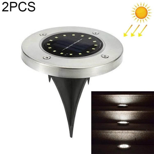 2 Pack Solar Underground Garden Lights For Walkways stainless steel flush ground LED path lights, automatic day-night solar illumination for borders and driveways