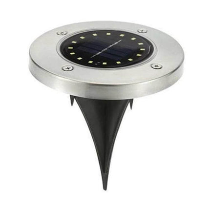 2 Pack Solar Underground Garden Lights For Walkways - stainless round flush ground LED solar path marker, automatic day-night illumination