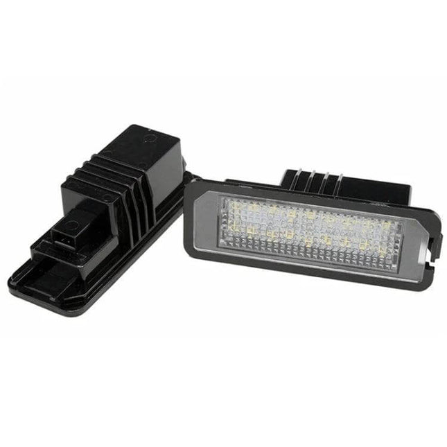 2-Pack Volkswagen LED License Plate Lights For Golf Passat Polo - pair of 6500K 3W LED modules with 182 LEDs, 1:1 molded housing for easy plug-in replacement